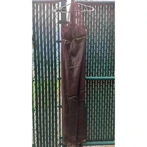 Brown halter style gown w/ ruffle bustle & diamond detail, Betsy & Adam size 16